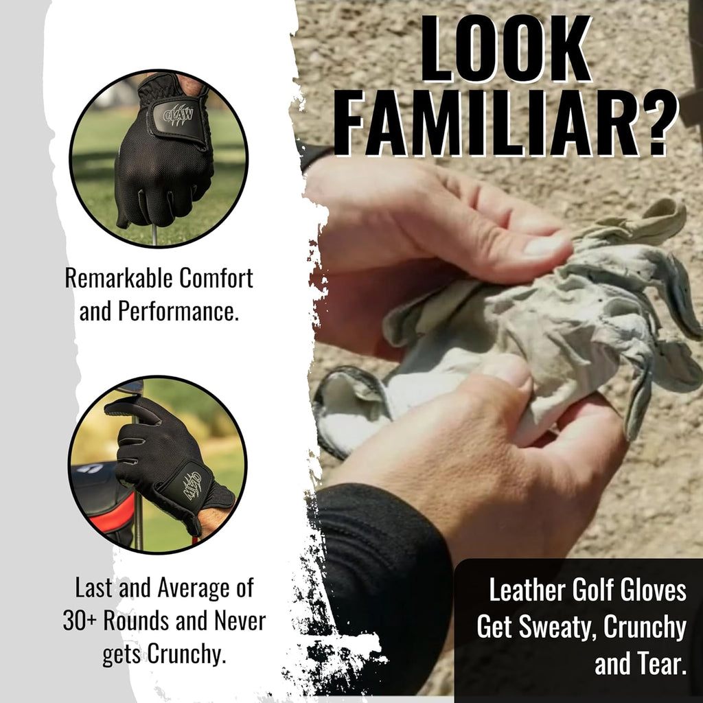 Claw Golf Gloves for Men | Flex-Mesh Design for Cool Ventilation | Lasts 3-5 Times Longer than Leather | Silicone-Web Coating for Maximum Grip | Machine-Washable