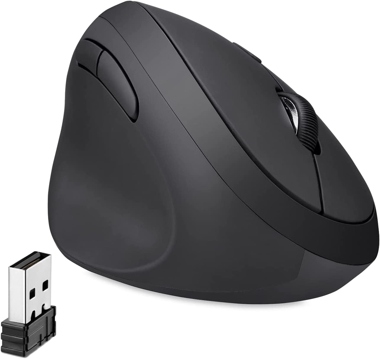 Perimice-719L, Left Handed Wireless Vertical Mouse, Portable Size for Laptops Computer, 3 Level DPI